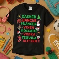 Dasher Dancer Prancer Vixen Moscato Vodka Tequila Blitzen Kids T-Shirt thumb 3