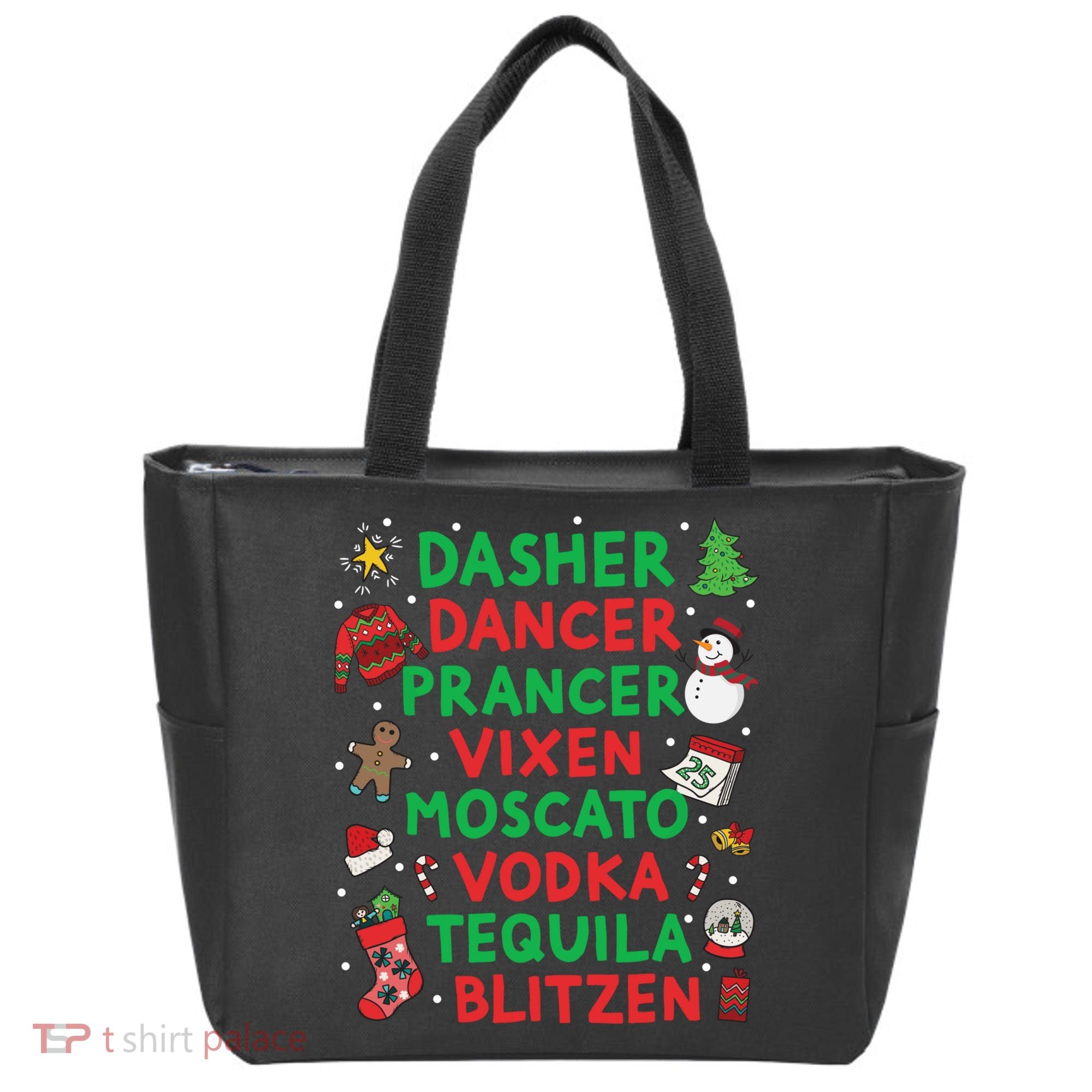 Dasher Dancer Prancer Vixen Moscato Vodka Tequila Blitzen Tote Bag