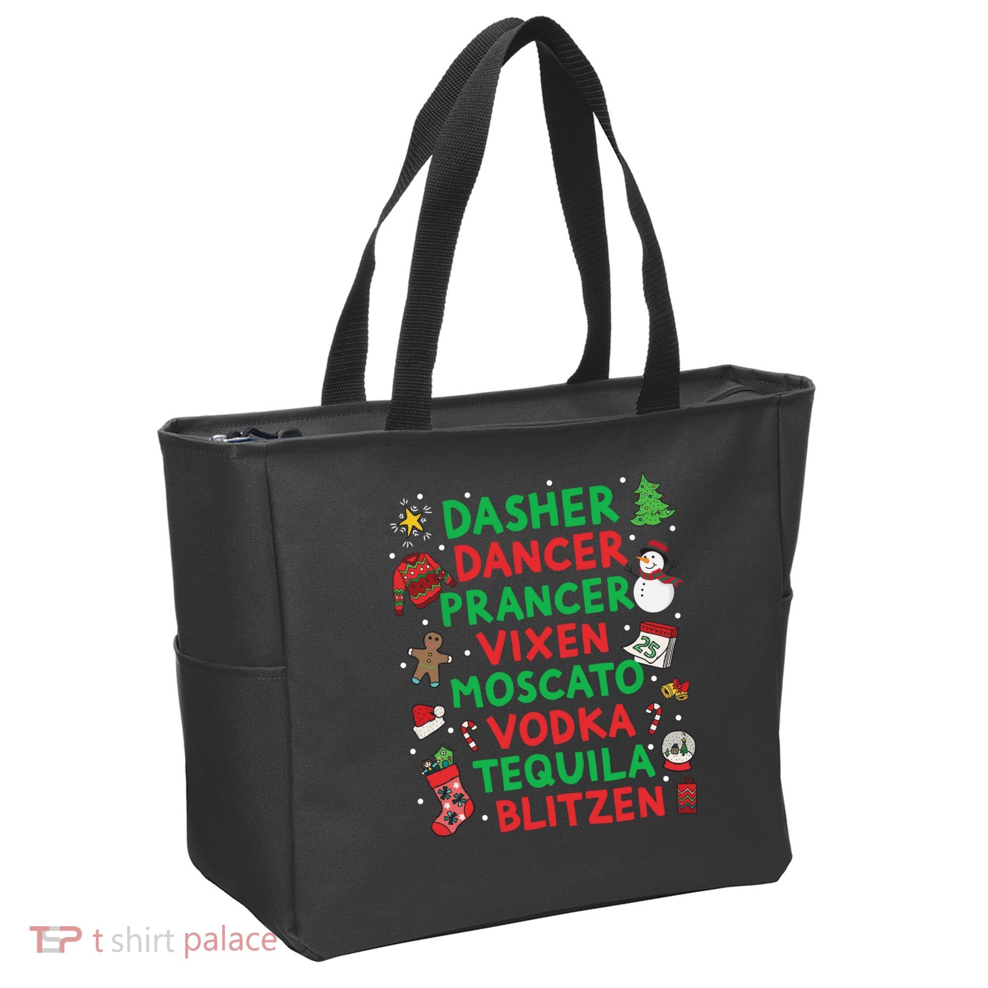 Dasher Dancer Prancer Vixen Moscato Vodka Tequila Blitzen Tote Bag
