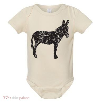 Donkey Distressed Print Vintage Donkey Baby Bodysuit