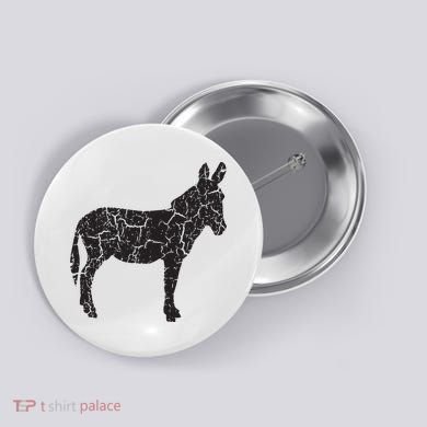 Donkey Distressed Print Vintage Donkey Button