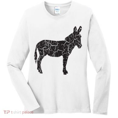 Donkey Distressed Print Vintage Donkey Women's Long Sleeve Shirt
