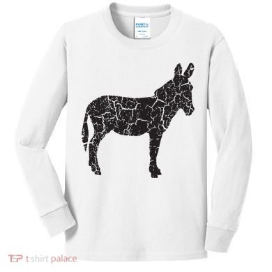 Donkey Distressed Print Vintage Donkey Kids Long Sleeve Shirt