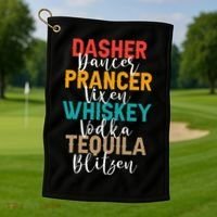 Dasher Dancer Prancer Vixen Whiskey Vodka Tequila Blitzen Golf Towel thumb 1