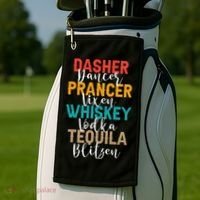 Dasher Dancer Prancer Vixen Whiskey Vodka Tequila Blitzen Golf Towel thumb 2