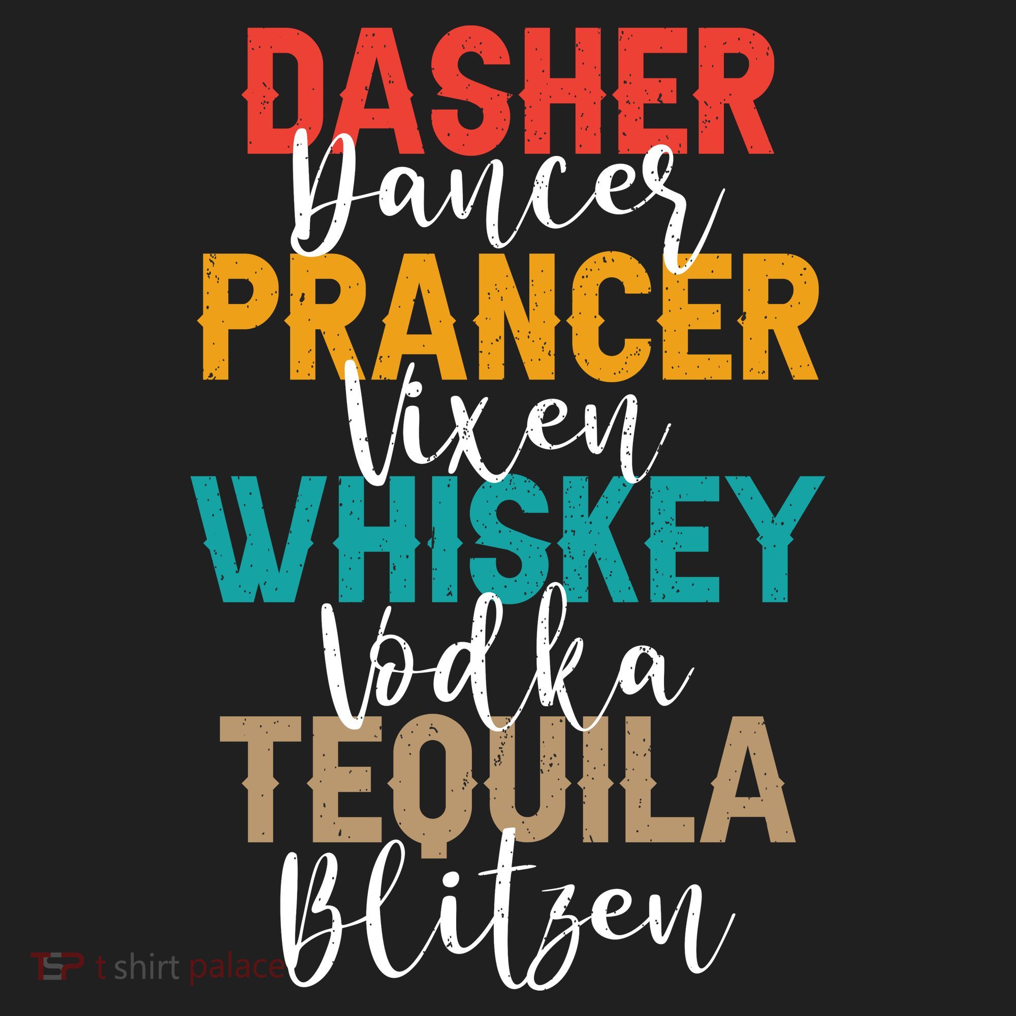 Dasher Dancer Prancer Vixen Whiskey Vodka Tequila Blitzen Golf Towel