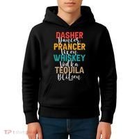 Dasher Dancer Prancer Vixen Whiskey Vodka Tequila Blitzen Kids Hoodie thumb 4