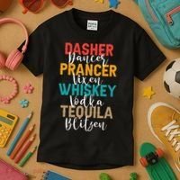 Dasher Dancer Prancer Vixen Whiskey Vodka Tequila Blitzen Kids T-Shirt thumb 3
