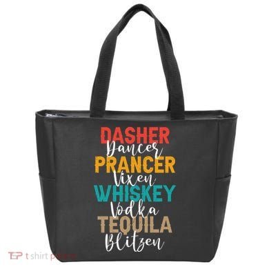 Dasher Dancer Prancer Vixen Whiskey Vodka Tequila Blitzen Tote Bag