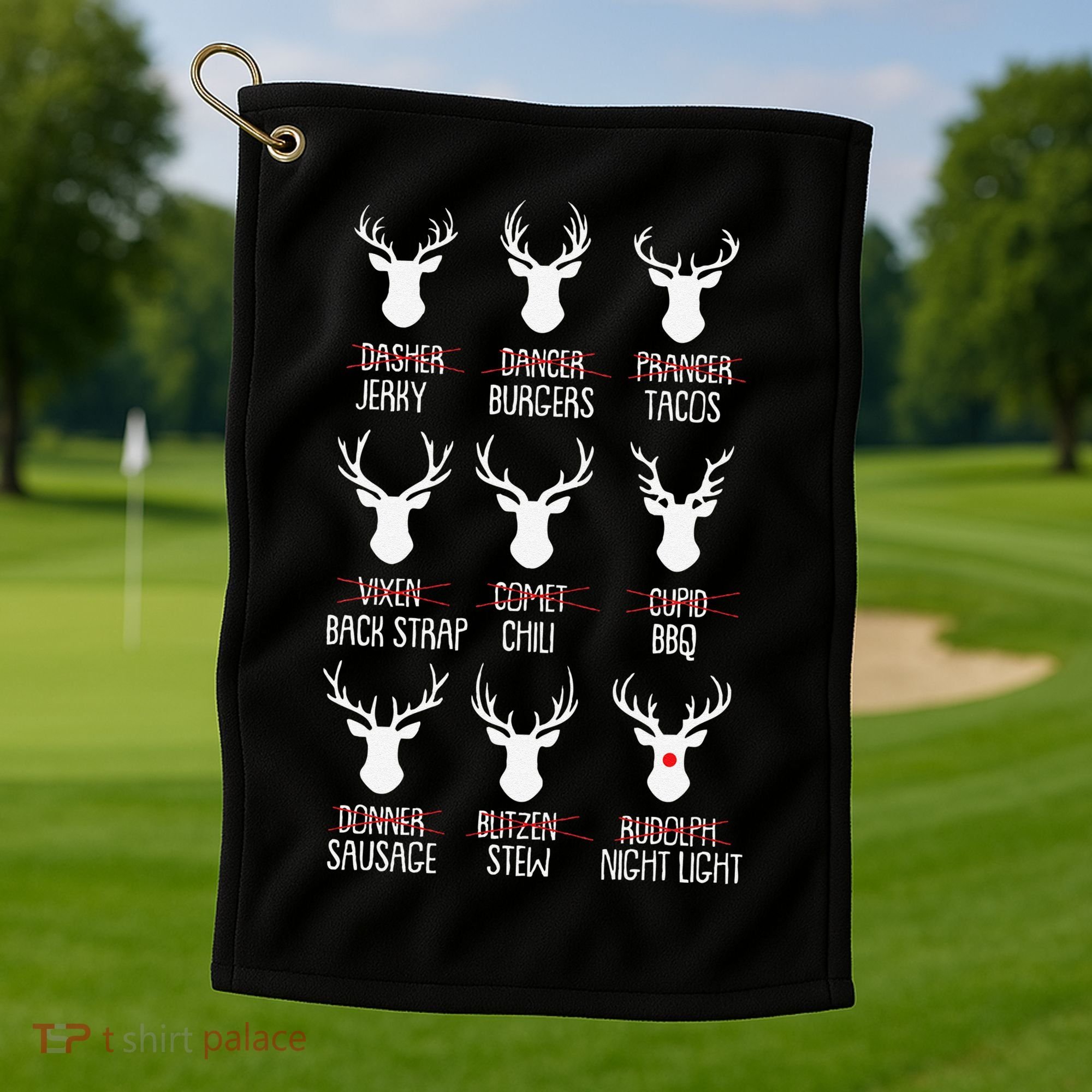 Dasher Dancer Prancer Christmas Pajama Reindeer Food XMas Golf Towel