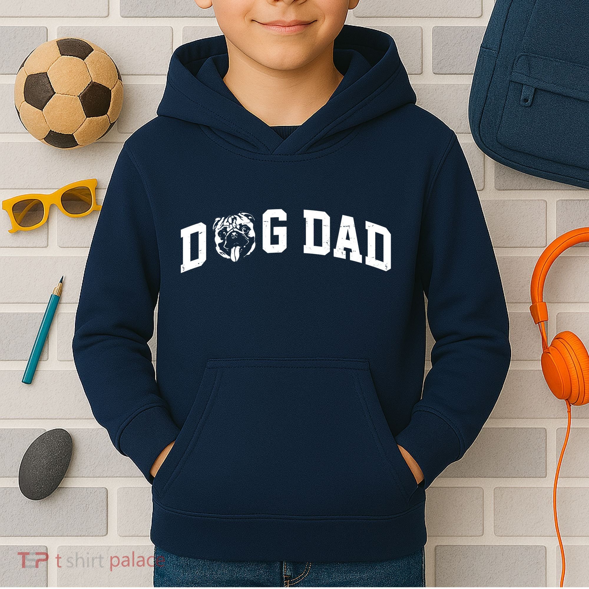 Dog Dad Pug Lover Kids Hoodie