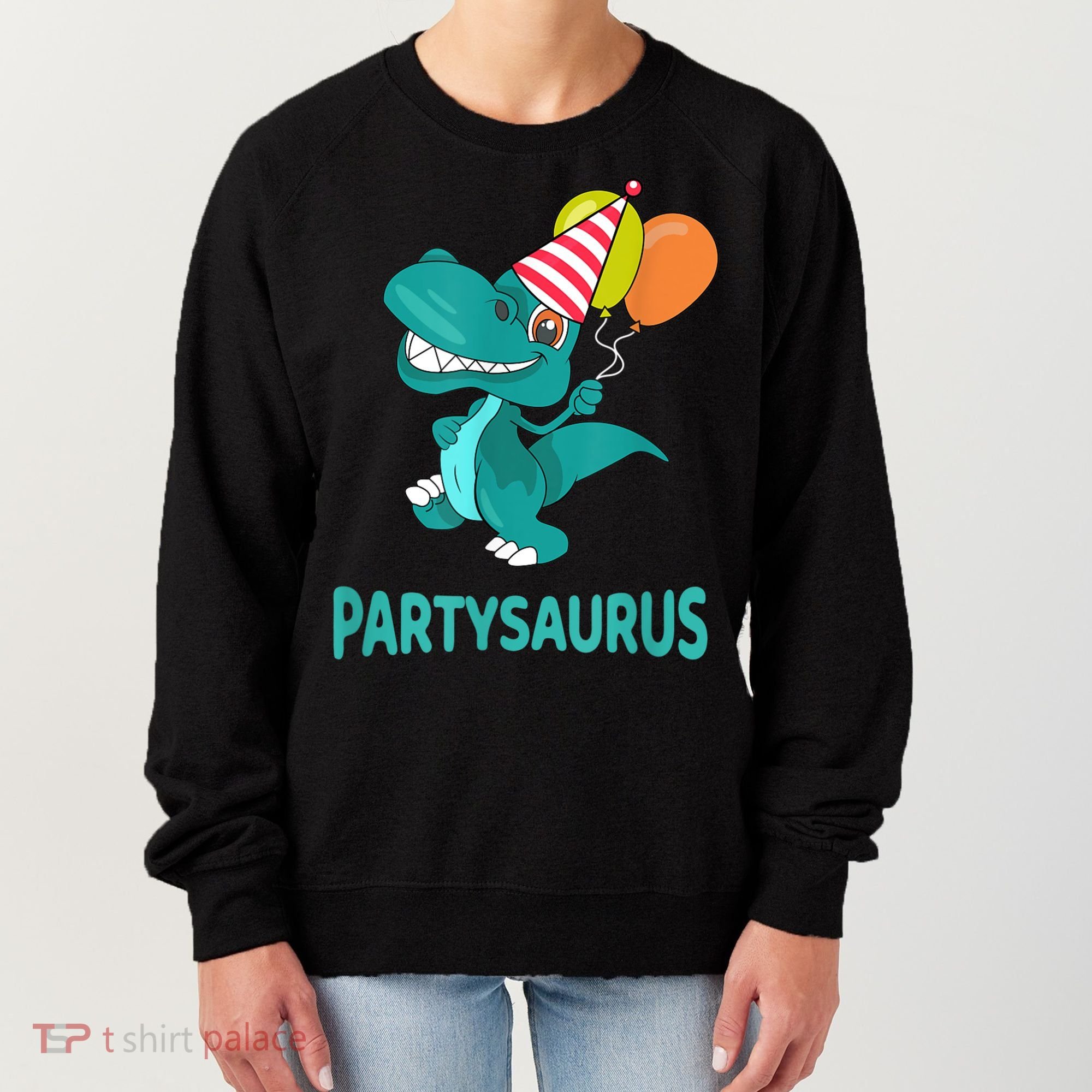 Dino Dinosaur Party Party Saurus Funny Dinosaur With Balloon Women's Sweatshirt