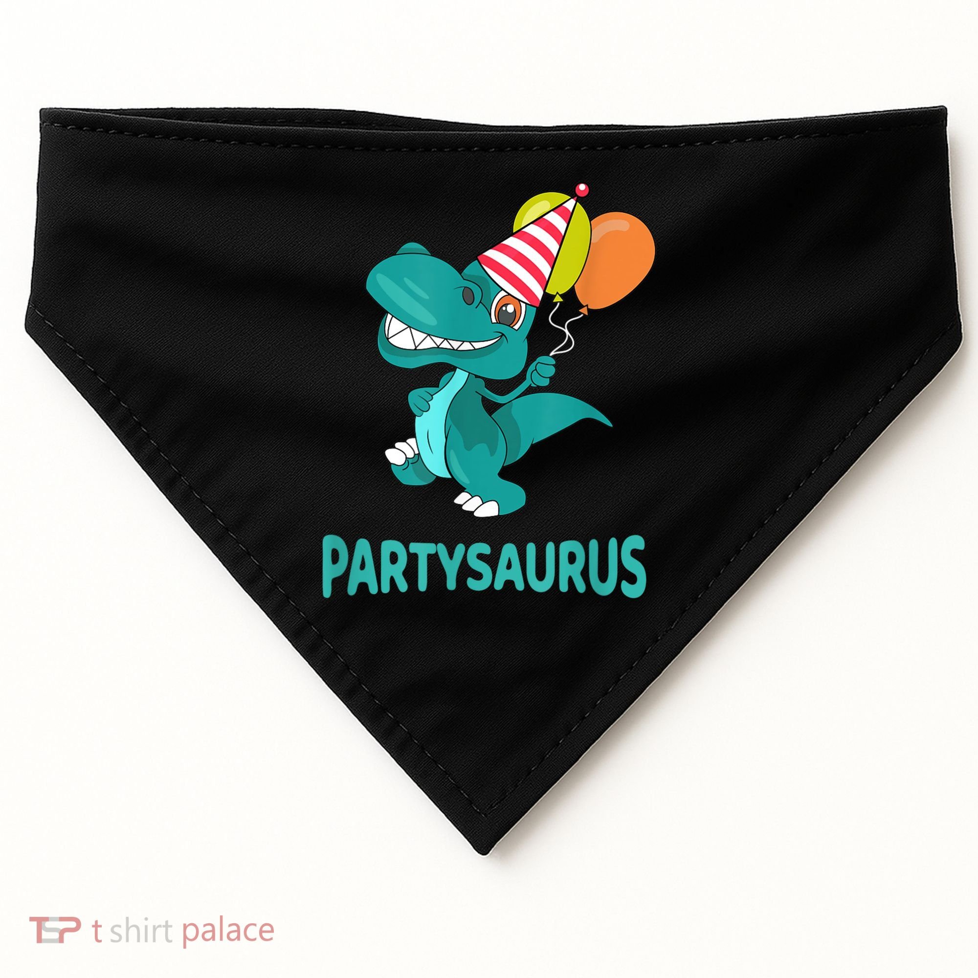 Dino Dinosaur Party Party Saurus Funny Dinosaur With Balloon USA-Made Doggie Bandana