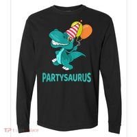 Dino Dinosaur Party Party Saurus Funny Dinosaur With Balloon Comfort Colors Heavyweight Long Sleeve T-Shirt thumb 0