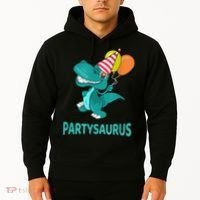 Dino Dinosaur Party Party Saurus Funny Dinosaur With Balloon Hoodie thumb 2