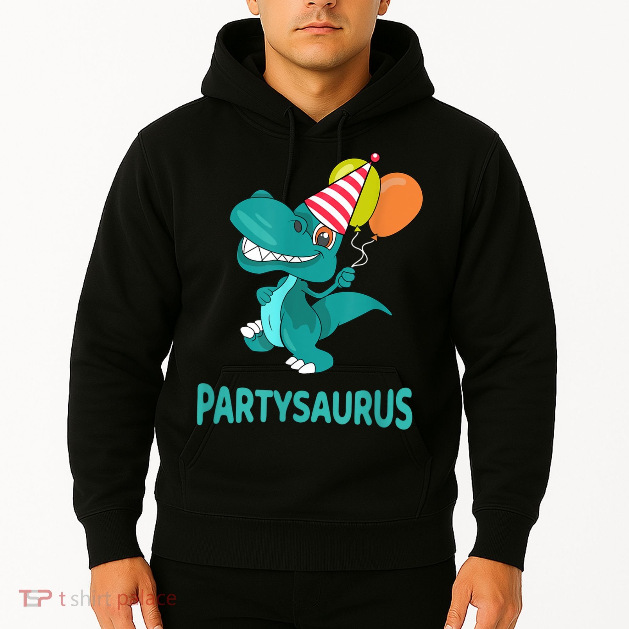 Dino Dinosaur Party Party Saurus Funny Dinosaur With Balloon Hoodie