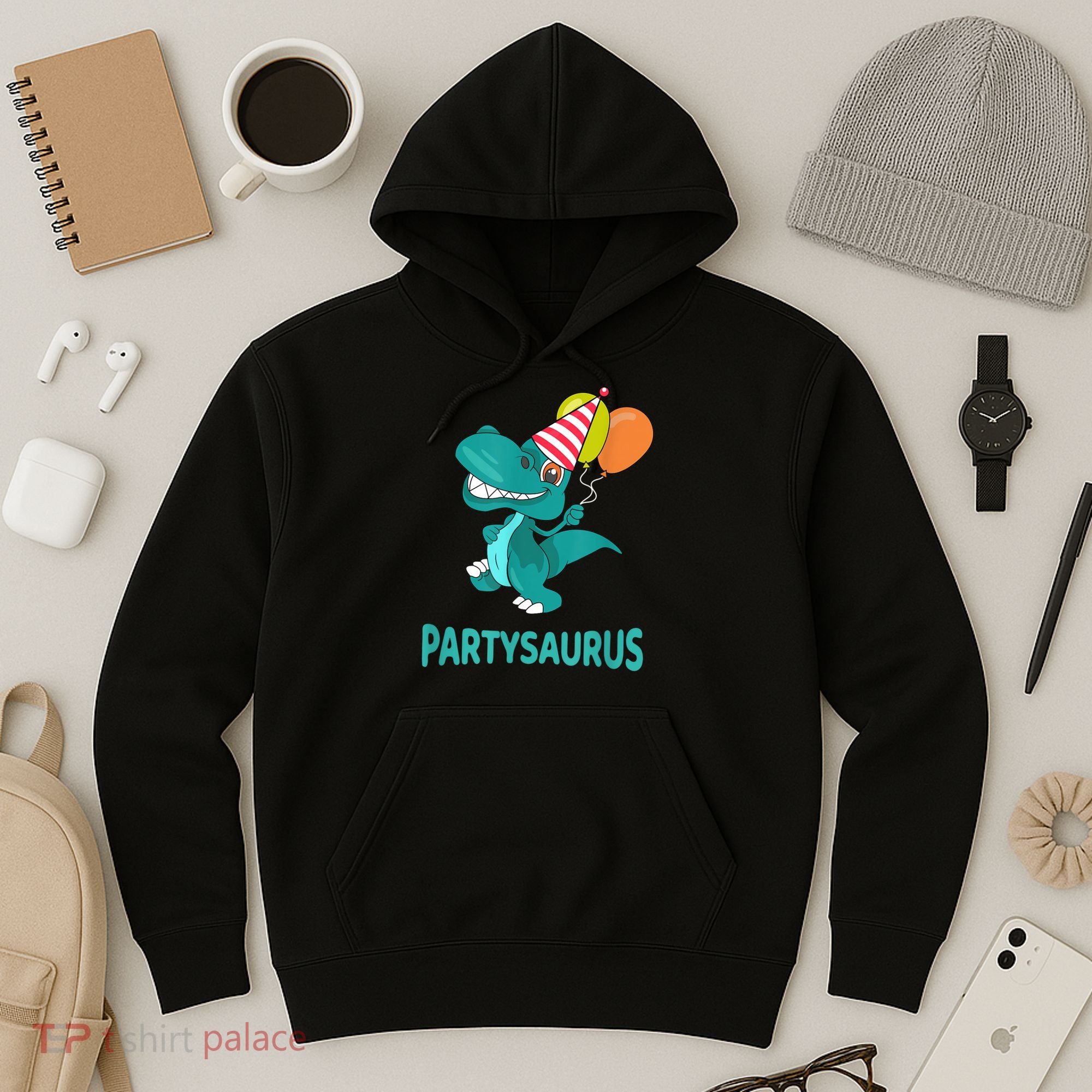 Dino Dinosaur Party Party Saurus Funny Dinosaur With Balloon Hoodie