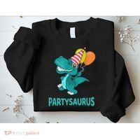 Dino Dinosaur Party Party Saurus Funny Dinosaur With Balloon Sweatshirt thumb 2