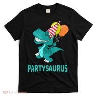 Dino Dinosaur Party Party Saurus Funny Dinosaur With Balloon T-Shirt thumb 0
