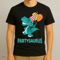 Dino Dinosaur Party Party Saurus Funny Dinosaur With Balloon T-Shirt thumb 3