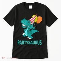 Dino Dinosaur Party Party Saurus Funny Dinosaur With Balloon Tall T-Shirt thumb 0