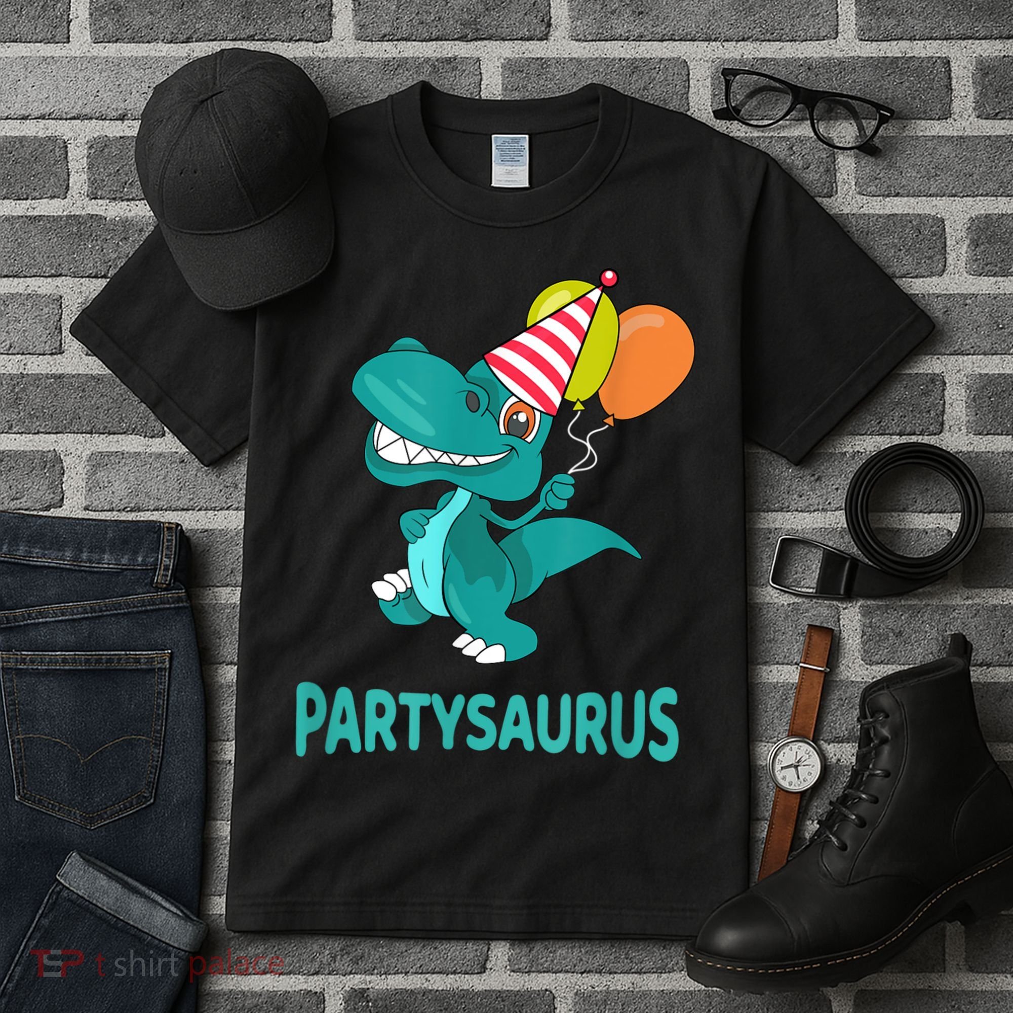 Dino Dinosaur Party Party Saurus Funny Dinosaur With Balloon Tall T-Shirt