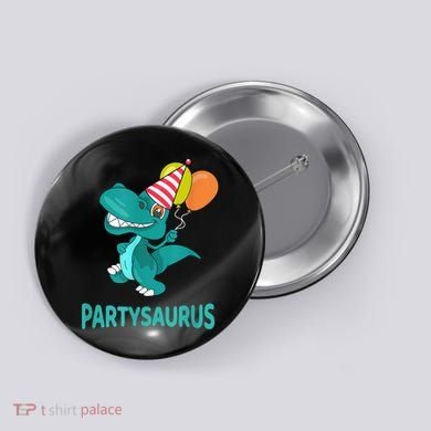Dino Dinosaur Party Party Saurus Funny Dinosaur With Balloon Button