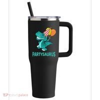 Dino Dinosaur Party Party Saurus Funny Dinosaur With Balloon 40oz Vacuum Insulated Stainless Steel Travel Tumbler thumb 0