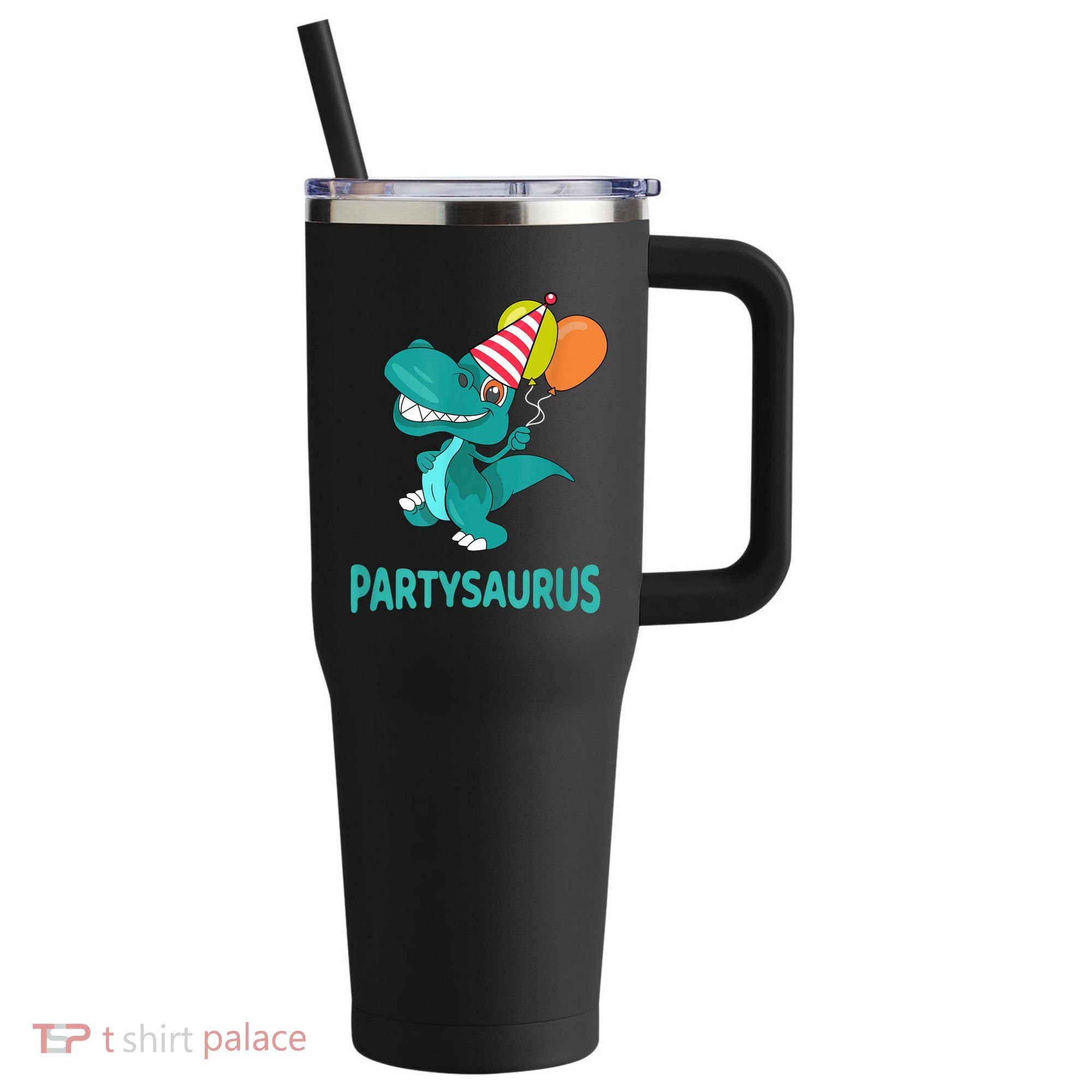 Dino Dinosaur Party Party Saurus Funny Dinosaur With Balloon 40oz Vacuum Insulated Stainless Steel Travel Tumbler