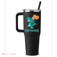 Dino Dinosaur Party Party Saurus Funny Dinosaur With Balloon 40oz Vacuum Insulated Stainless Steel Travel Tumbler thumb 2
