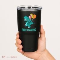 Dino Dinosaur Party Party Saurus Funny Dinosaur With Balloon Tumbler thumb 2