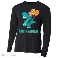 Dino Dinosaur Party Party Saurus Funny Dinosaur With Balloon Cooling Performance Long Sleeve Crew thumb 0