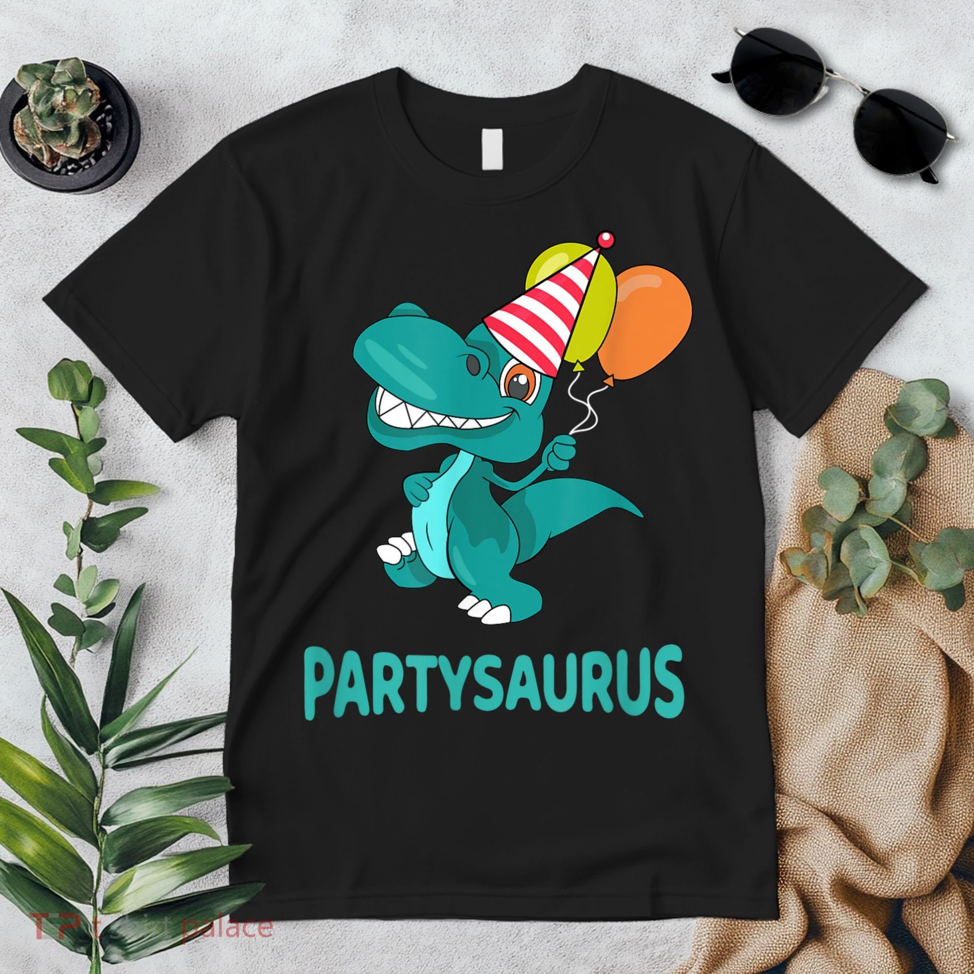 Dino Dinosaur Party Party Saurus Funny Dinosaur With Balloon Premium T-Shirt