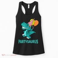 Dino Dinosaur Party Party Saurus Funny Dinosaur With Balloon Women's Tank Top thumb 0