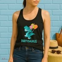 Dino Dinosaur Party Party Saurus Funny Dinosaur With Balloon Women's Tank Top thumb 2