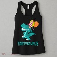 Dino Dinosaur Party Party Saurus Funny Dinosaur With Balloon Women's Tank Top thumb 3