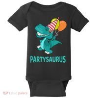 Dino Dinosaur Party Party Saurus Funny Dinosaur With Balloon Baby Bodysuit thumb 0