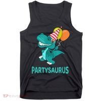 Dino Dinosaur Party Party Saurus Funny Dinosaur With Balloon Tank Top thumb 0