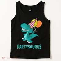 Dino Dinosaur Party Party Saurus Funny Dinosaur With Balloon Tank Top thumb 2