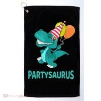Dino Dinosaur Party Party Saurus Funny Dinosaur With Balloon Golf Towel thumb 0