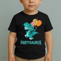 Dino Dinosaur Party Party Saurus Funny Dinosaur With Balloon Toddler T-Shirt thumb 2