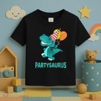 Dino Dinosaur Party Party Saurus Funny Dinosaur With Balloon Toddler T-Shirt thumb 3