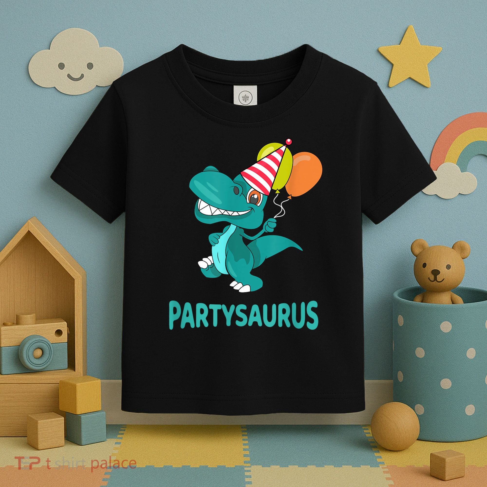 Dino Dinosaur Party Party Saurus Funny Dinosaur With Balloon Toddler T-Shirt