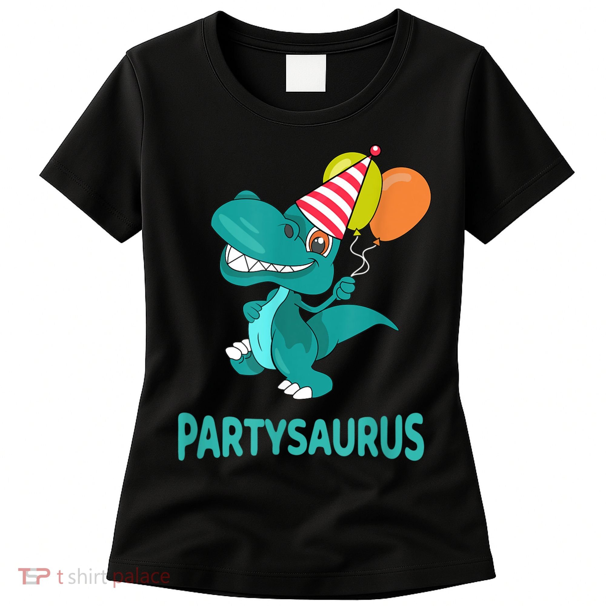 Dino Dinosaur Party Party Saurus Funny Dinosaur With Balloon Women's T-Shirt
