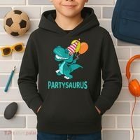 Dino Dinosaur Party Party Saurus Funny Dinosaur With Balloon Kids Hoodie thumb 2