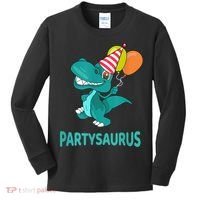 Dino Dinosaur Party Party Saurus Funny Dinosaur With Balloon Kids Long Sleeve Shirt thumb 0
