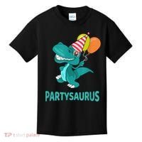 Dino Dinosaur Party Party Saurus Funny Dinosaur With Balloon Kids T-Shirt thumb 0