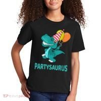 Dino Dinosaur Party Party Saurus Funny Dinosaur With Balloon Kids T-Shirt thumb 2