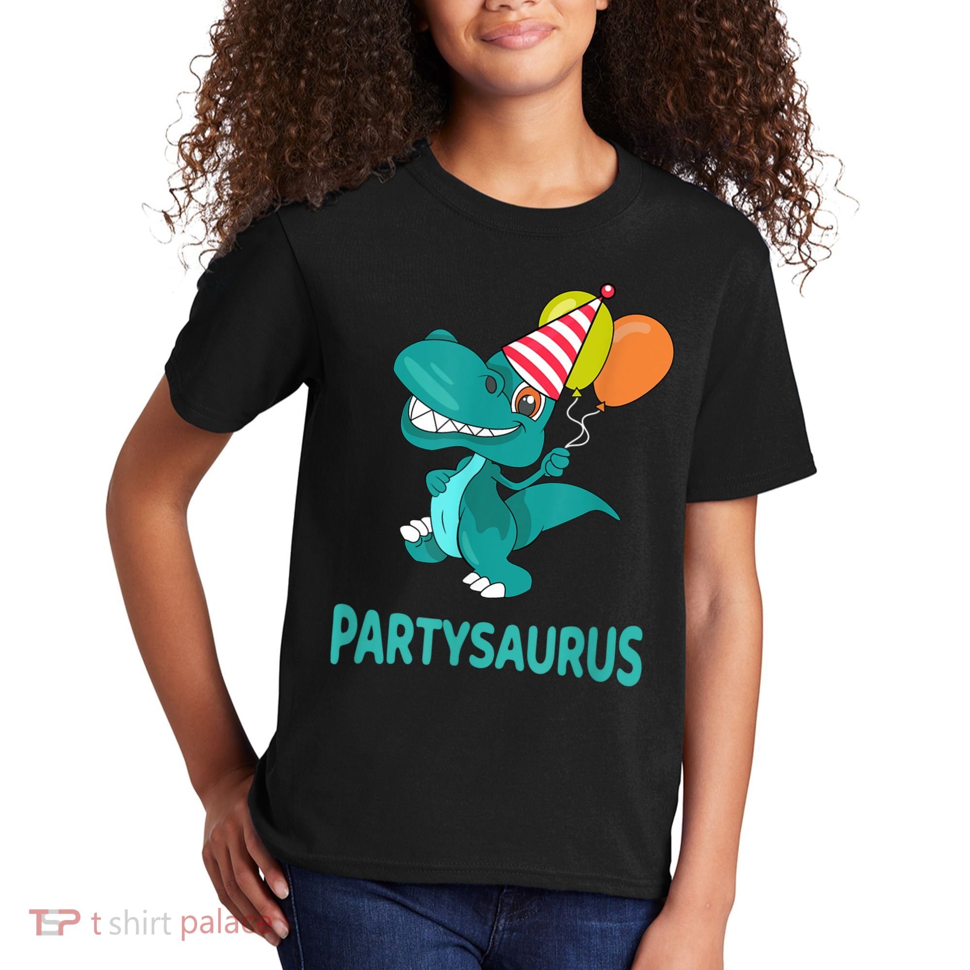 Dino Dinosaur Party Party Saurus Funny Dinosaur With Balloon Kids T-Shirt