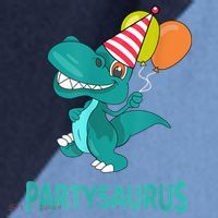 Dino Dinosaur Party Party Saurus Funny Dinosaur With Balloon Raglan Baseball Sleeve Shirt thumb 2